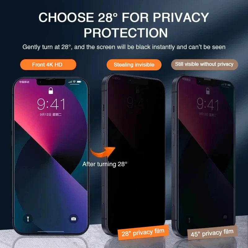 iPhone Privacy Screen Protector - Full Cover Tempered Glass