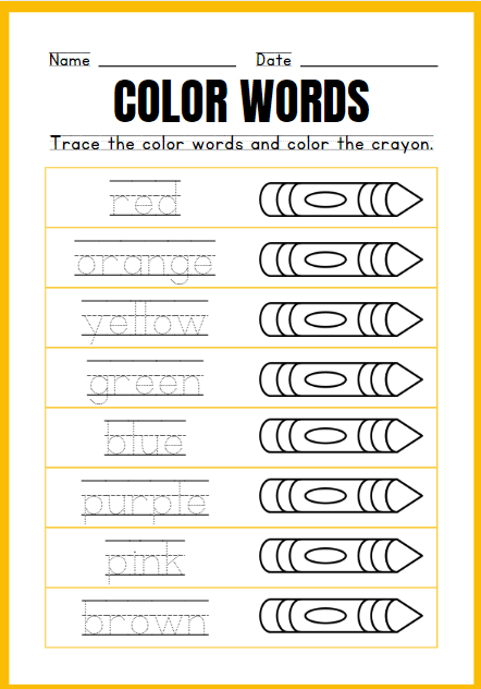 Printable Kindergarten Colors Workbook For Kids PDF Format